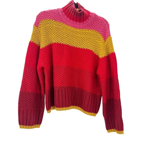 Farm Plantage Rio Stripes Sweater Knitted Mock Neck Oversized Size XS NWOT - Picture 8 of 12